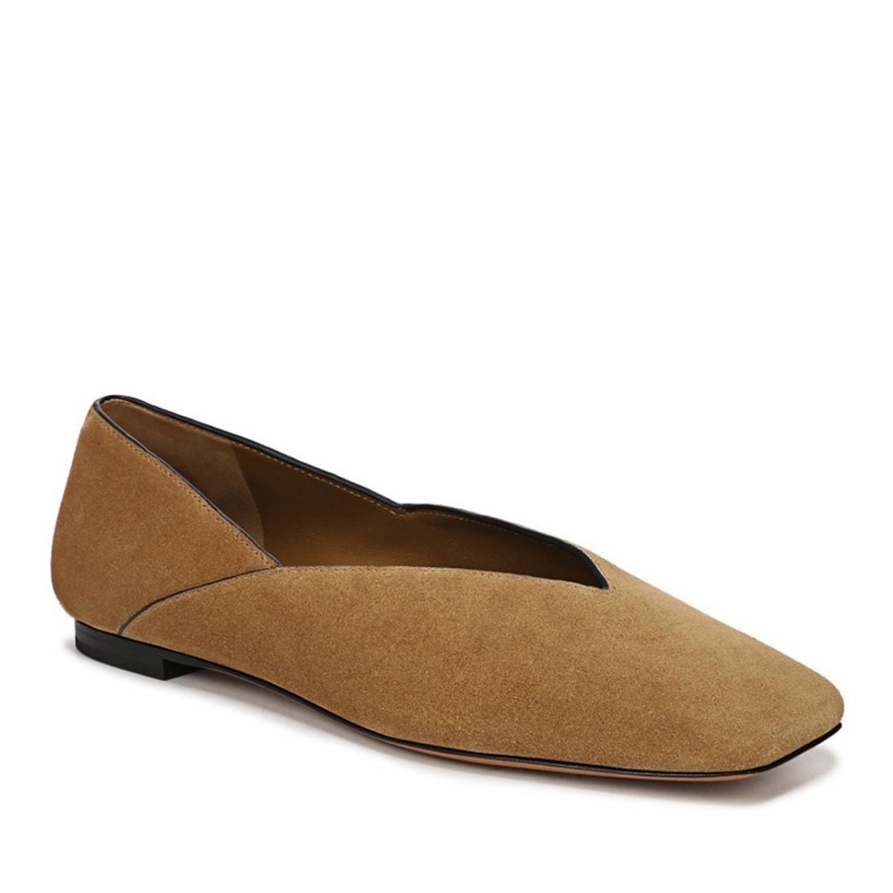 Vince Women's Suede Tan Pointed Ballet Flat